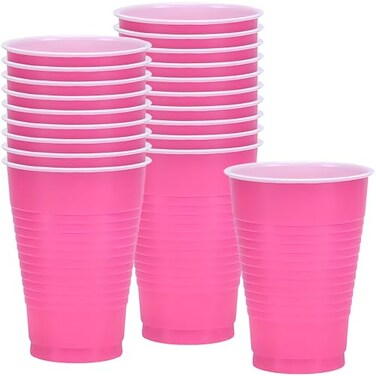 Party Dimensions Disposable Plastic Party Cups 12 oz Hot Pink Pack of 20