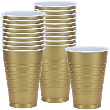 Party Dimensions Gold Solid Color Plastic Party Cup 12 Oz 20 Count Premium Quality and Durable Perfect for Any Celebration