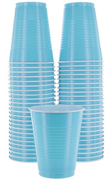 Amcrate Disposable Cups Blue 18Ounce Plastic Party Cups Strong and Sturdy for Wedding Christmas Halloween 50 Pack