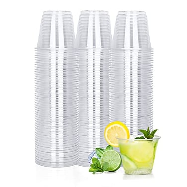 TashiBox 9 oz Disposable Plastic Cups 100 Count Crystal Clear