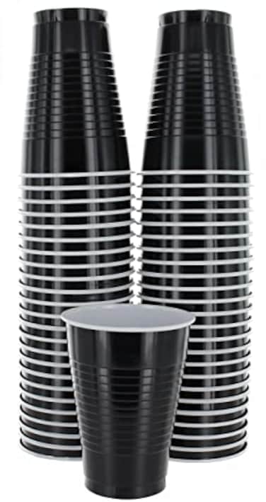 Amcrate Disposable Cups Black Colored 12Ounce Party Cups Strong Sturdy for Parties Weddings Holidays 50 Pack