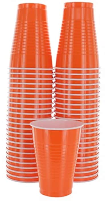 Amcrate AMCRATE Disposable Orange Cups 12Ounce Strong 50 Pack for Parties Events