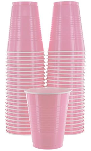 Amcrate Disposable Cups Pink 18Ounce Plastic Party Cups Strong and Sturdy for Wedding Christmas Halloween 50 Pack