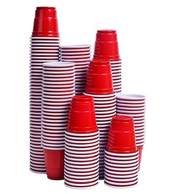 TashiBox Plastic Red Shot Glasses 2oz 200 Pack Mini Party Cups for Wine Tasting Jello Shots Sample Cups