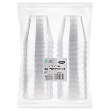 Blue Sky Clear Old Fashioned Cups 9 oz 100 Count Premium Plastic Elegant Durable Perfect for Parties Events and Everyday Use