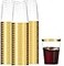 Munfix Gold Plastic Cups 12 Oz Clear Tumblers with Gold Rim Elegant Disposable Wedding Party Cups