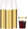 Munfix Gold Plastic Cups 12 Oz Clear Tumblers with Gold Rim Elegant Disposable Wedding Party Cups