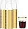 Munfix 100 Gold Plastic Cups 14 Oz Clear Tumblers Gold Rimmed Fancy Disposable Wedding Elegant Party Cups with Gold Rim