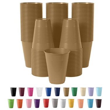 Party Solids Exquisite 12 Oz Gold Plastic Cups For Party Supplies 50 Pack Gold Disposable Cups Plastic Disposable Drinkware For Parties Events Everyday