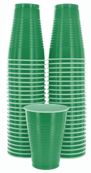 Amcrate Disposable Green Cups 12oz Strong Sturdy 50 Pack for Party Wedding Christmas Halloween