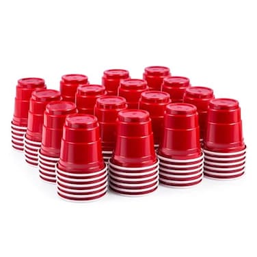 HAOZAN 100ct 2oz Mini Red Shot Cups Disposable and Small Size Perfect for Party Tastings Sample and More
