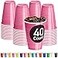 DecorRack Pink Plastic Cups 12 oz Disposable Cups Reusable Party Supplies 40 Count
