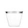 Munfix 100 9 Oz Clear Plastic Cups Old Fashioned Tumblers Fancy Disposable Wedding Cups Elegant Party Cups with Silver Rim