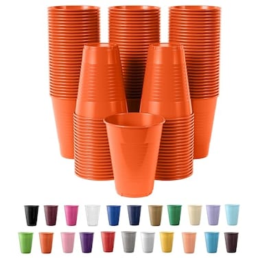 Party Solids Exquisite 12 Oz Orange Plastic Cups For Party Supplies 50 Pack Orange Disposable Cups Plastic Disposable Drinkware For Parties Events Everyday