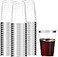 Munfix Silver Plastic Tumblers 10 Oz Clear Cups with Silver Rim Fancy Disposable Wedding Party Cups