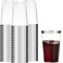 Munfix 100 Silver Plastic Tumblers 16 Oz Clear Elegant Wedding Party Cups with Silver Rim