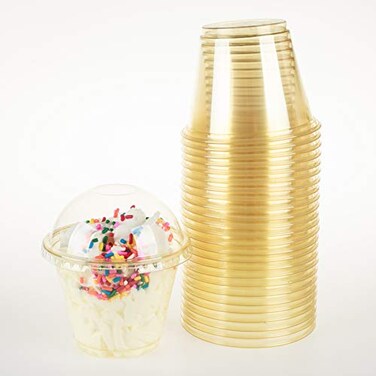 Golden Apple 9oz50sets Yellow Plastic Cups with Clear Dome lids No Hole
