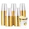 JOLLY CHEF 100 Pack 10 oz Gold Plastic Cups Clear Plastic Glasses Tumblers Elegant Gold Rimmed Disposable Cups Perfect for Weddings Thanksgiving Day Christmas