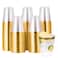 JOLLY CHEF 100 Pack 10 oz Gold Plastic Cups Clear Plastic Glasses Tumblers Elegant Gold Rimmed Disposable Cups Perfect for Weddings Thanksgiving Day Christmas