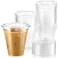 Fit Meal Prep 50 Pack 12 oz Clear Plastic Cups with Flat Lids Disposable Iced Coffee Cups BPA Free Premium Crystal Smoothie Cup for Party Lemonade Stand Cold Drinks Juice Milkshake