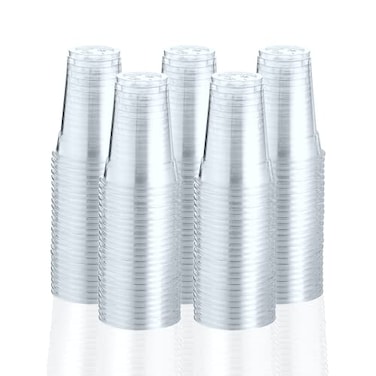 Green Direct 9 oz Disposable Clear Drinking Plastic Cups for Boba Tea Ice Coffee 100 Pack