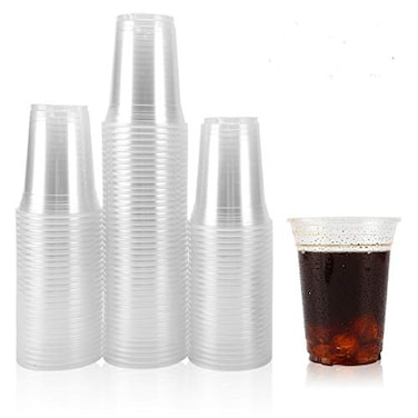 Walasaso Disposable Clear Plastic Cups 100 Pack 14 Oz Water Cups