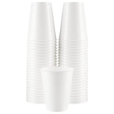 Amcrate Disposable Cups White 18Ounce Plastic Party Cups Strong and Sturdy for Wedding Christmas Halloween 50 Pack