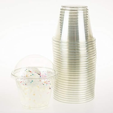 Golden Apple 9oz50sets Clear Plastic Cups with Clear Dome lids No Hole
