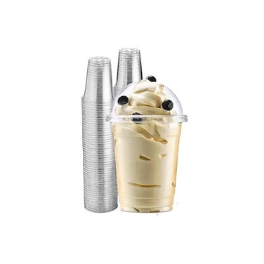 Green Direct 12 oz Disposable Clear Plastic Cups with Lids for Ice coffee Bubble Boba Tea Cold Drinks Smoothie Pack of 50