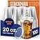 Stack Man 100 Sets 20 oz Clear Plastic Cups with Straw Slot Lid PET Crystal Clear Disposable 20oz Plastic Cups with lids