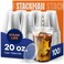 Stack Man 100 Sets 20 oz Clear Plastic Cups with Straw Slot Lid PET Crystal Clear Disposable 20oz Plastic Cups with lids