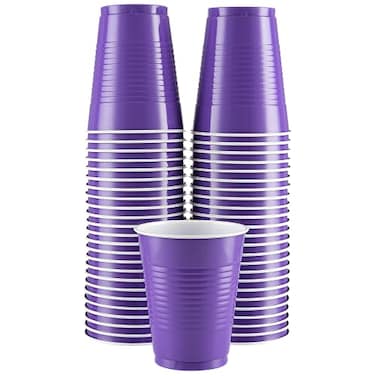 Amcrate Disposable Cups Purple 18Ounce Plastic Party Cups Strong and Sturdy for Wedding Christmas Halloween 50 Pack