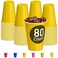 DecorRack 80 Count Yellow Party Cups 16 oz BPA Free Plastic Cups Perfect for Birthday Picnic Indoor and Outdoor Event Stackable Reusable Disposable Round Beverage Drinking Cups 80 Pack