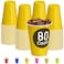 DecorRack 80 Count Yellow Party Cups 16 oz BPA Free Plastic Cups Perfect for Birthday Picnic Indoor and Outdoor Event Stackable Reusable Disposable Round Beverage Drinking Cups 80 Pack