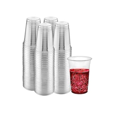 Green Direct 12 oz Disposable Clear Drinking Plastic Cups for Boba Tea Ice Coffee 100 Pack