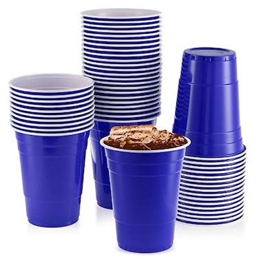 StarMar Blue Cups 50 Pack 16 oz Disposable Plastic Cup Big Birthday Party Cups
