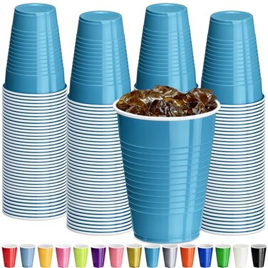 DecorRack Turquoise Plastic Cups 12 oz Disposable Cups Reusable Party Supplies 120 Count