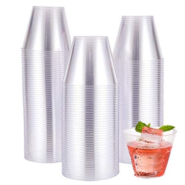 JOLLY CHEF 9 oz Clear Disposable Plastic Cups 100 Pack Clear Plastic Cups Tumblers Heavyduty Party Glasses Disposable Cups for Thanksgiving Halloween Christmas Party