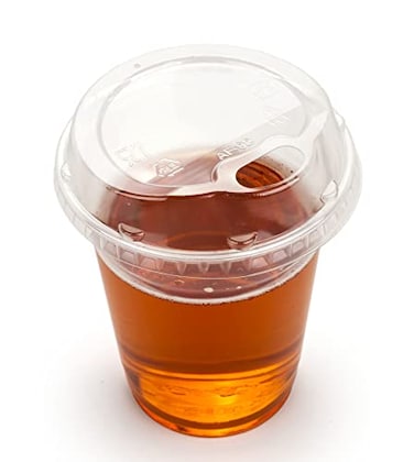 Golden Apple Cup series 12oz 50sets Clear Plastic cups with Sip lids Strawless 50Cups50Lids BPA Free