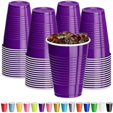 DecorRack Purple Plastic Cups 12 oz Disposable Cups Reusable Party Supplies 40 Count