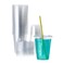 FULING Clear Plastic Cups With Lids Disposable Cups for Iced Drinks Coffee Tea Smoothie Bubble Boba 100 Sets 16 oz