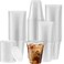 ELEGANT DISPOSABLES Crystal Clear PET Cups With Flat lids for Iced Coffee 12 oz