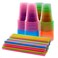 Party Essentials Soft Plastic 16Ounce Party CupsPint Glasses Assorted Neon 80Count With 100 Straws