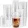 ELEGANT DISPOSABLES Crystal Clear PET Cups With Dome lids for Iced CoffeeMilkshake Cold Drinks Slush Cups Smoothys Slurpee Ice cream Dessert Partys Plastic Disposable Cups 50 16 oz