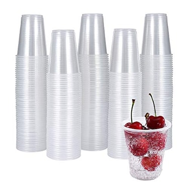 Turbo Bee 300 Pack 5 OZ Clear Plastic CupsDisposable Mouthwash Cups5 Ounce Cold Party Drinking Tumblers Ideal for Whiskey Drinking Tasting Food Samples
