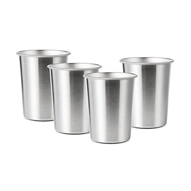 YOLCAR 4Pack 6oz Small Stainless Steel Cups BPA Free Healthy Pint Drinking Cups Metal Drinking Glasses For Kids Silver 170ml6oz