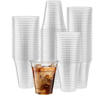ELEGANT DISPOSABLES 100 Count 12 Ounce Crystal Clear PET Cups for Iced Coffee Cold Drinks Slush Smoothys Slurpee Partys Plastic Disposable Cups