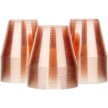 Homy Feel 9 Oz Rose Gold Glitter Plastic Cups 100PCS Disposable Cocktail Wine Cups for Wedding Party Valentines Day