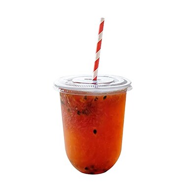 Szeyuen 100Sets 16oz Disposable Plastic Cups with Lids Plasic Clear Drinking Cups for Cold DrinkBubble BobaIced CoffeeTeaSmoothie Flat Lid