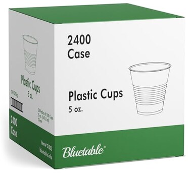 Bluetable 5 oz Cups Disposable Plastic Bulk 2400 Case Small Medicine Cups 5 Ounce Bathroom Cups Translucent cup 5 oz Water Dispenser Clear Drinking Cup 2400 PackCase